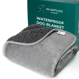 100% Waterproof Dog Blankets for Small & Medium Dogs – Soft Fleece, Washable Pet Throw for Sofa, Car & Furniture Protection, Soft Fluffy Reversible Blanket, 75x100cm, Grey/Grey