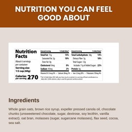 Erin Baker’s Homestyle Double Chocolate Granola with Ancient Grains - Made from Natural Ingredients, Crunchy, Versatile Snack or Cereal - Vegan Friendly, Non-GMO, Resealable 160oz Bag, 1-Pack