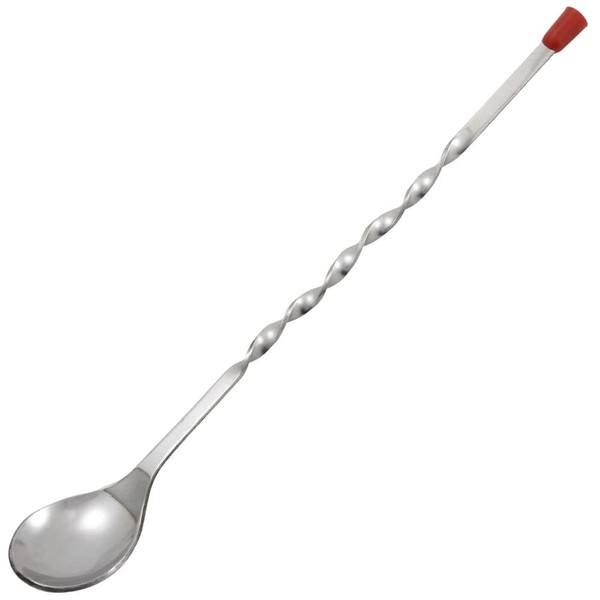 BarBits American Red End Bar Spoon 28cm - Stainless Steel Twisted Cocktail Mixing Spoon