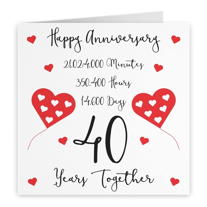 Hunts England - 40th Wedding Anniversary Card - 40 Years