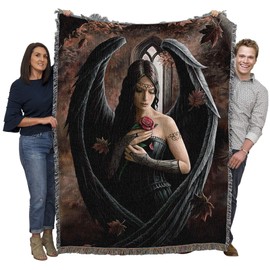 Angel Rose - Anne Stokes Gothic Collection - Cotton Woven Blanket Throw - Made in The USA (72x54)