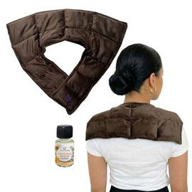 Naturalness - Cojin Térmico De Semillas y Plantas Medicinales Para Cuello, y Hombros Color Bronce - Incluye Aceite Para Masaje de 5ml (Muestra Gratis) Compresa de semillas relajante.
