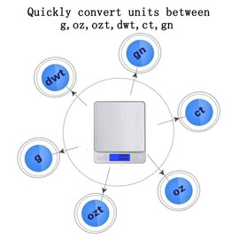 Leiking Digital Kitchen Scale, 500g 0.001oz/ 0.01g Pocket Cooking Scale, Mini Food Scale, Pro Electronic Jewelry Scale with Back-Lit LCD Display, Tare & PCS Functions, Stainless Steel