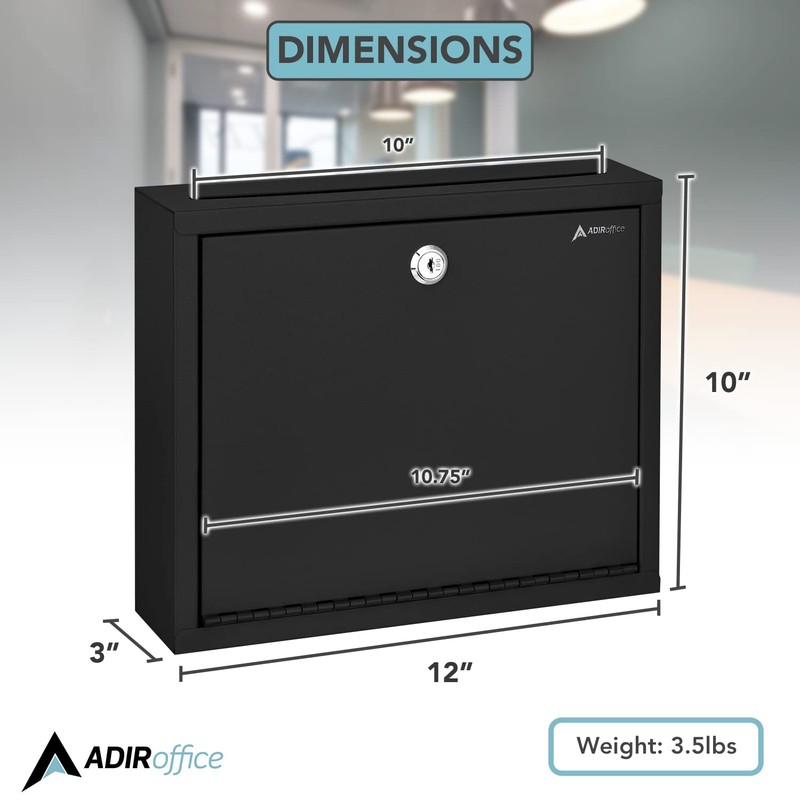 Adir Metal Suggestion Box with Lock and Slot, Wall Mount