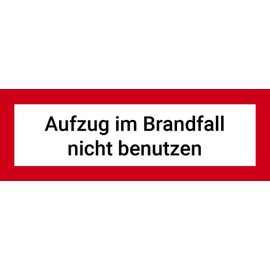 Sticker lift in case of fire, do not use film, 5.2 x 14.8 cm, according to DIN 4066/VDI 6017 (lift, fire, emergency), weatherproof