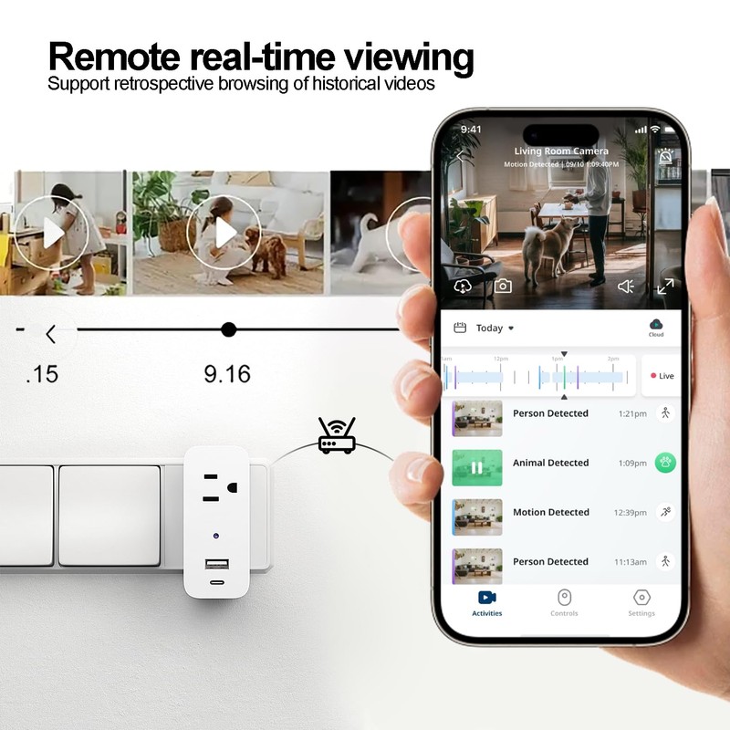 ULar 1080P WiFi Wall Outlet Camera with 32 GB Card