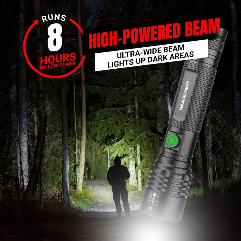 GearLight S2000 LED Rechargeable Flashlight High Lumens - Super Bright,