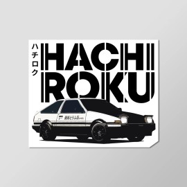 Hachi-Roku AE86 Trueno Toyota 86 Initial D Anime Vinyl Sticker 4" Width