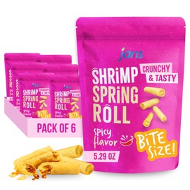Jans Crispy Asian Snacks Bites, 5.29 oz Resealable Snack Bag (6-Pack, Spicy Shrimp Spring Roll)