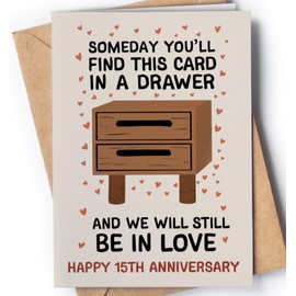 Happy 15 Year Anniversary Card for Wife or Husband - 15th Anniversary Card for Men, Women, Boyfriend or Girlfriend - Crystal Wedding Anniv for Couple - Fun and Cute 15 Years Together Cards - NUM 265