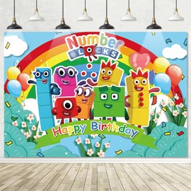 Number Happy Birthday Backdrop Decorations - Large Photography Backdrop for Birthday Party Supplies for Kids Party Decorations, Photo Background Wall Art Decor Banner for Boys & Girls