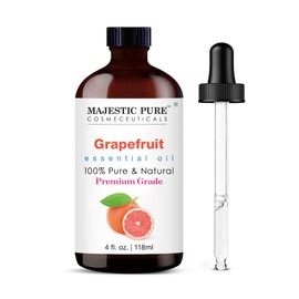 Majestic Pure Essential Oil with Glass Dropper - 100% Pure and Natural - Essential Oils for Diffuser, Aromatherapy, Soap and Candle Making, Grapefruit Essential Oil, Grapefruit Oil, 4 Fl Oz