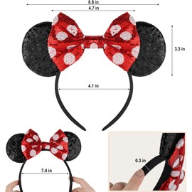 YUNISS Mouse Ears Headbands,Sequin Mouse Ears for Women Girls Princess Dress Accessories Decorations Party (TG-HEBD)