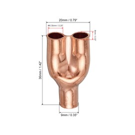 sourcing map Tee Y Type Copper Fitting Welding Joint Split Union Intersection 6.35mm or 1/4 Inch ID for HVAC, Air Conditioning Refrigeration System, Pack of 3