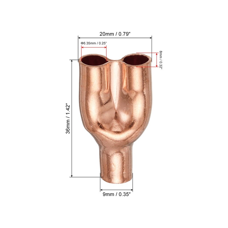 sourcing map Tee Y Type Copper Fitting Welding Joint Split
