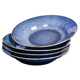 jinsongdafa Porcelain salad Bowls salad plate, Appetizer plate Set of 4, Dip Shallow Bowl Plates, Rimmed Bowls with Rim, Best Gift (6 INCH)