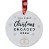 Second Ave First Christmas Engaged White Ceramic Hanging Circle Christmas