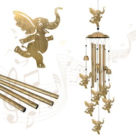 Elephants Wind Chimes for Outside,Metal Wind Chime Indoor/Ourdoor Garden Yard Decoration Patio Home Porch Decor,Unique Windchimes Memorial/House Warming/Birthday Gifts,Elephant Gifts for Women