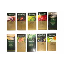 Greenfield Tea Variety Pack – 10 Flavors x 25 Tea Bags (250 total) – Premium Herbal, Black & Green Teas – Bundle in a box from Unipromax