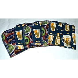 1 Ply Printed Flannel 12x12 Inches Little Wipes Set of 6 Cheers and Beers