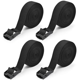 Kshineni 4 Pcs Ratchet Tie Down Straps, 4m x 25mm Heavy Duty Lashing Straps Adjustable Black Roof Rack Straps Tensioning Belts with Buckle for Trucks, Cargo, Motorcycle, Trailer, Luggage