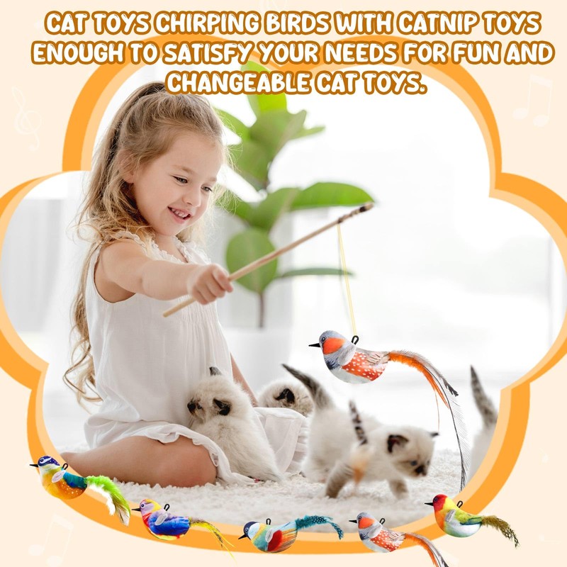 RattanView 5 Pcs Interactive Bird Simulation Toy for Cat with