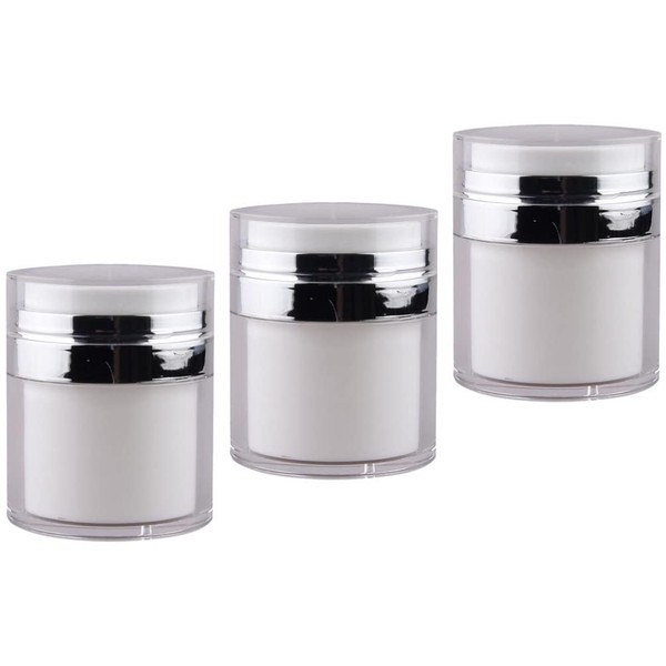 Mobestech Squeeze Vacuum Bottles Lotion Dispenser Bottles Cosmetic Containers Make-Up Cosmetic Jar Refillable Container for Creams Lotion 15 g Pack of 3, As Shown, Fashion