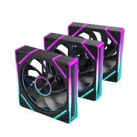 RUIX V8 Prism 120mm ARGB PWM Computer Case Fan 3-Pack, Mirror Design, High-Performance Cooling for Gaming PC - Black, Reverse