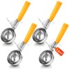 Reallnaive 4 Pcs Release Cookie Scoops Ice Cream Scooper with Trigger Release Portion Scoop Stainless Steel for Portion Control, Baking Food, Cookie Dough, Cupcake Batter (1.6 oz,Yellow)