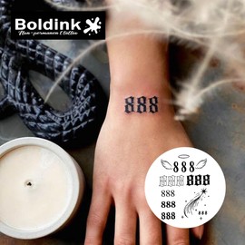 Boldink Semi-permanent Tattoos,Realistic Fake Tattoos,Last 7-15 Days,Waterproof Non-reflective Temporary Tattoo Stickers,Cruelty-free,Uniquely Designed Exquisite Packaging(Number 8)