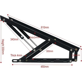 Juego de 2 kits de elevación de cama con resorte de gas, mecanismo de elevación de cama plegable, juego de bisagras para marco de cama con almacenamiento elevable, mecanismo de cama hidráulico con re