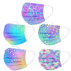 GOGCIAO Cute Colored Disposable Face Cover with Designs for Women,3-Ply Printed Pattern with Nose Wire,50Pcs