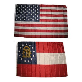 AES 3x5 3'x5' Wholesale Lot Combo: USA American w/State of Georgia Flag