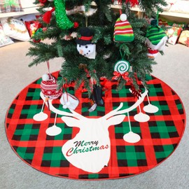 MAADES Christmas Tree Skirt Round 90 cm Cotton Christmas Tree Skirt as Christmas Decoration -1-