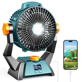 Camping Fan - Rechargeable Portable Battery Powered Camping Fans for Tents with LED Light, Power Display, Timers & 360° Hanging Hook, Ultra Quiet USB Personal Tent Fan for Fishing Travel Home Office