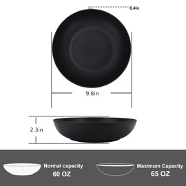 PYRMONT 65oz Salad Bowls Set of 6,Wheat Straw Bowls,10 inches Plastic Bowls Reusable,Serving Bowls for Kitchen,Lightweight & Unbreakable,BPA Free,Dishwasher Safe