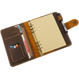 Leather A5 binder planner, Refillable leather journal, Leather notebook, A5 ring binder, Custom gift for him, Leadership Gifts, Corporate Gifts for Clients (Brown)