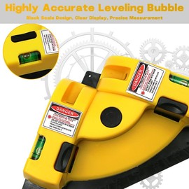 VortecSys Square Laser Right Angle 90 Degree Level - 30ft Green Beam Line Projection for Flooring & Tile Installation, Magnetic Aluminum Base with Two Suction Cups Built-In Bubble Vials (Yellow)
