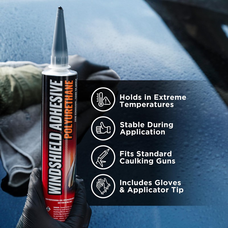 [2 Pack] Polyurethane Windshield Adhesive - Quick Curing & Weather