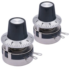Taiss Pack of 2 4.7 K Ohm Single Circle Swivel Potentiometers Variable Potentiometers for Adjusting the Speed of the Inverter + Knob WTH118-2W-4.7K