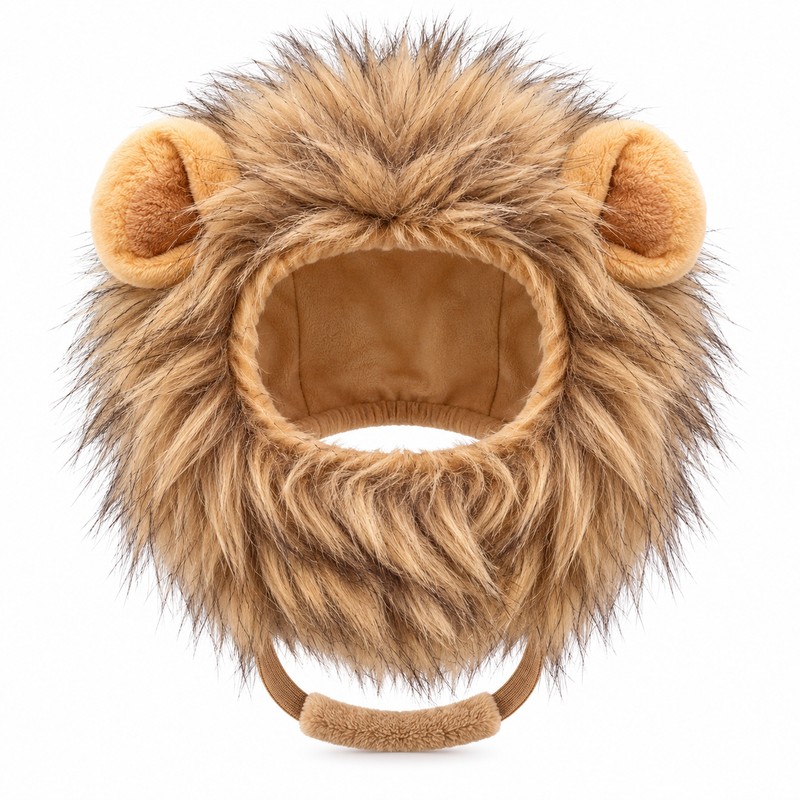 Lion Mane Pet Hat for Cat Dress-Up – Elastic Headgear