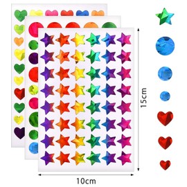 SensaBliss Sparkling Stickers, Reward Stickers, Star, Heart Shape, Round, Cute, Stickable, Stick-on Paper, Colorful, For Schools, Teacher Reward Supplies, DIY Craft Supplies, 30 Sheets