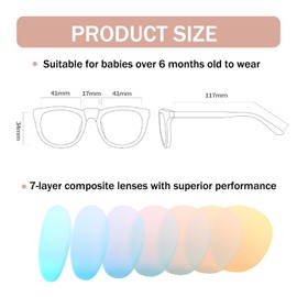 DHWEKU Kids Sunglasses for Girls and Boys Suitable for ages 6 months + UV400 Sun Filter Adjustable Removable Straps with Pink Case