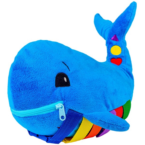 Buckle Toys - Blu Whale - Develop Motor Skills and Problem Solving - Counting and Color Recognition - Sensory Toddler Travel Toy