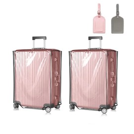 WoYous Set of 2 Suitcase Covers 28 Inch Transparent Suitcase Protective Cover PVC Waterproof Protective Case Suitcase Reusable Travel Suitcase Scratch Protection for 28 Inch Luggage, transparent,