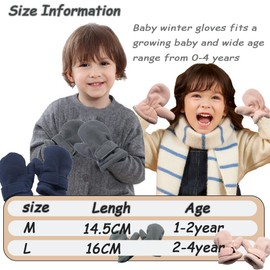 Toddler Thicken Fleece Mittens Gloves Thermal Kids Windproof Anti-Scratch Mittens Gloves Winter Warm Snow Ski Sport Gloves for Baby Girls Boys 0-4Y
