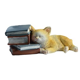 Gemmia Book Lover Figurine- Cat w/Books(Notice Size)