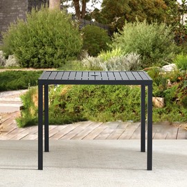 Square Outdoor Dining Table for 4, Metal Patio Dining Table with Umbrella Hole for Garden, Backyard and Deck, Black