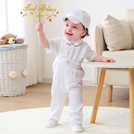 Booulfi Baby Clothing Boys Cotton Fabric Baby Suit Boy Wedding Christening Dress Boy Christmas Outfit Costume Shirt, #219 White