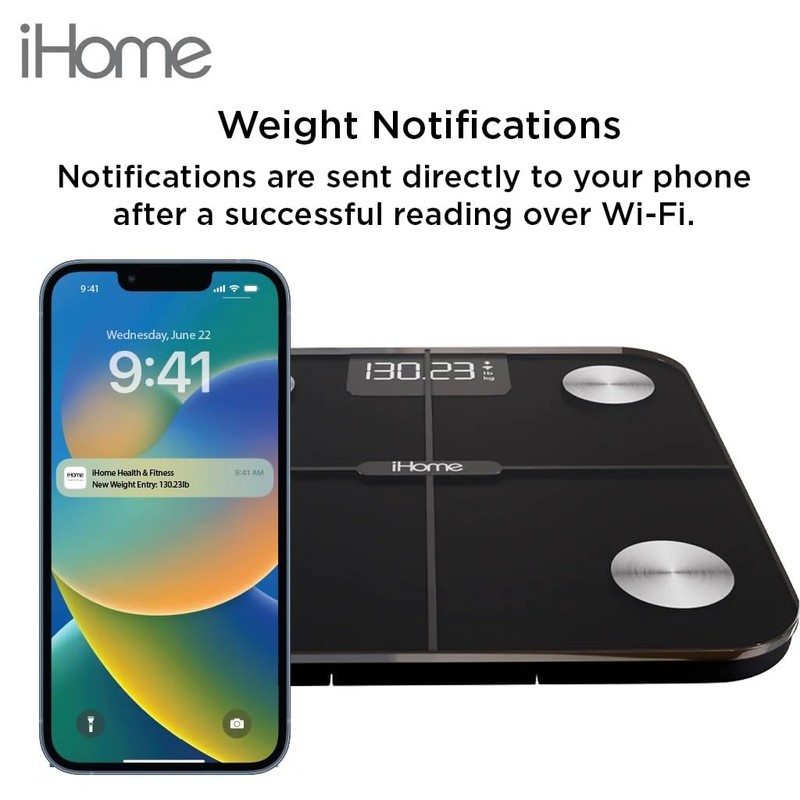 iHome Digital WiFi Smart Scale for Body Weight, Weight Scale,
